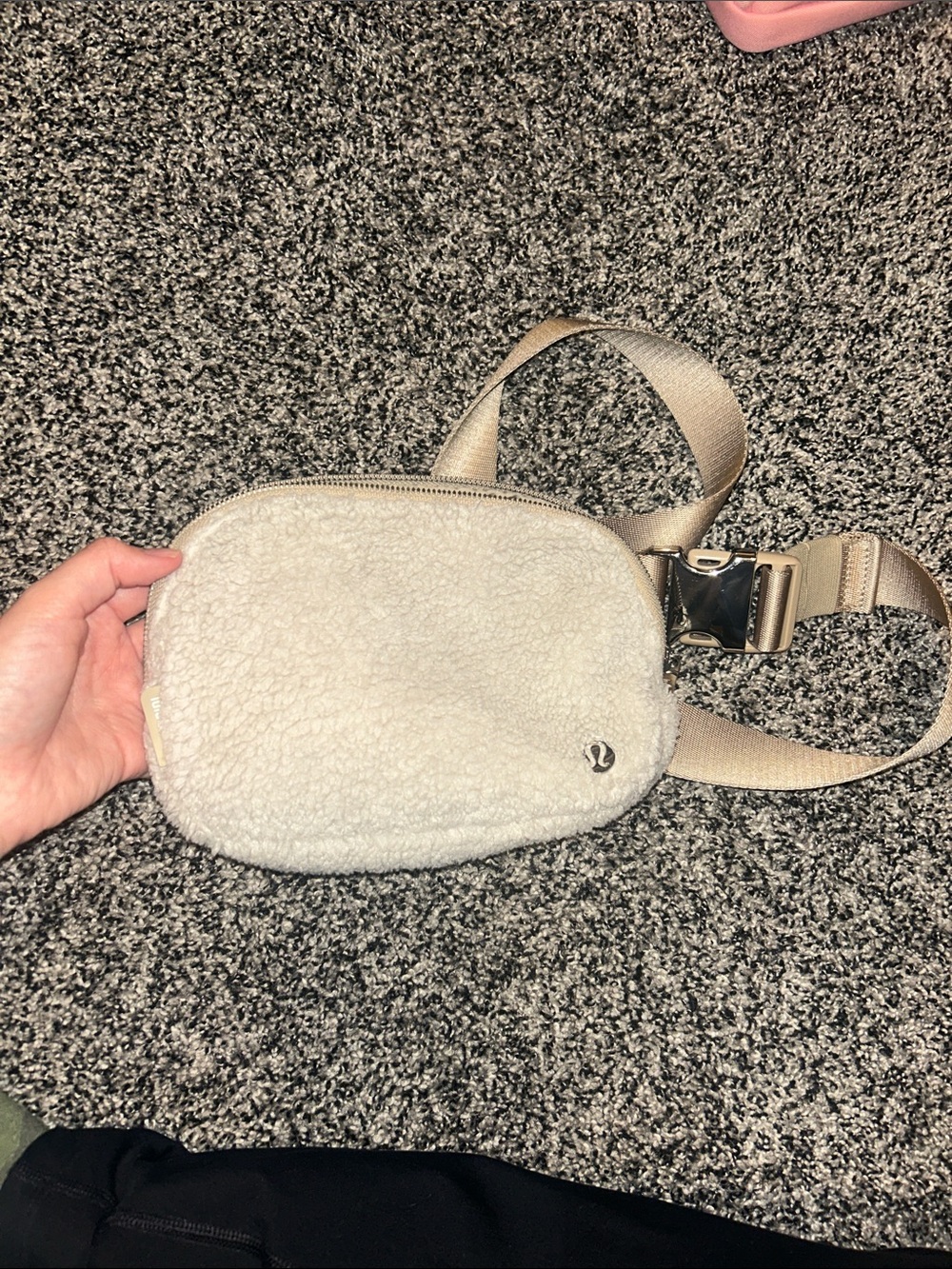 lululemon athletica Cream Shearling Belt Bag